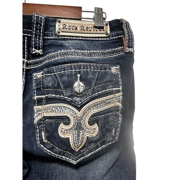 Rock Revival Cornett Bootcut Jean Women 29 Blue Flare Mid Rise Y2K Western Chore - Picture 12 of 16